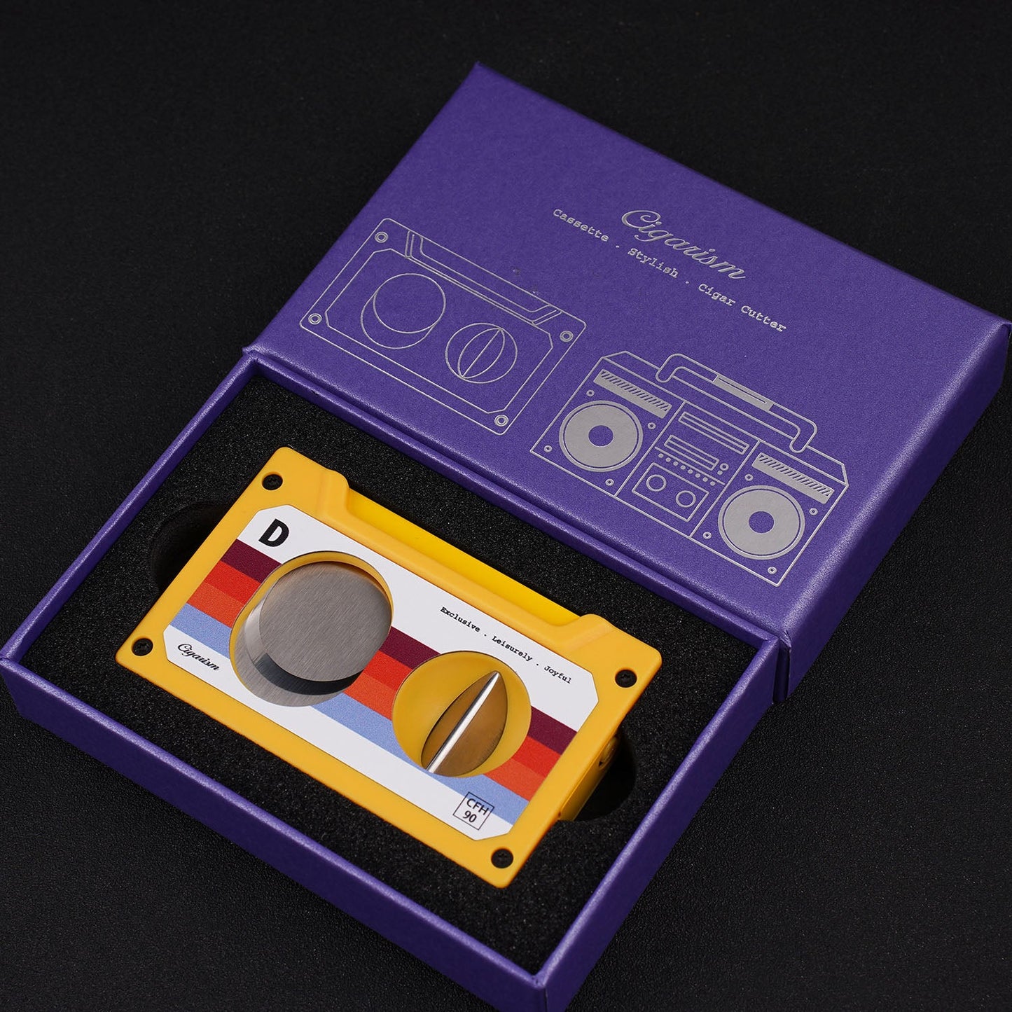CIGARISM Cassette Style Cigar Cutter Straight Cut V Cut Cigar Punch 3 in 1