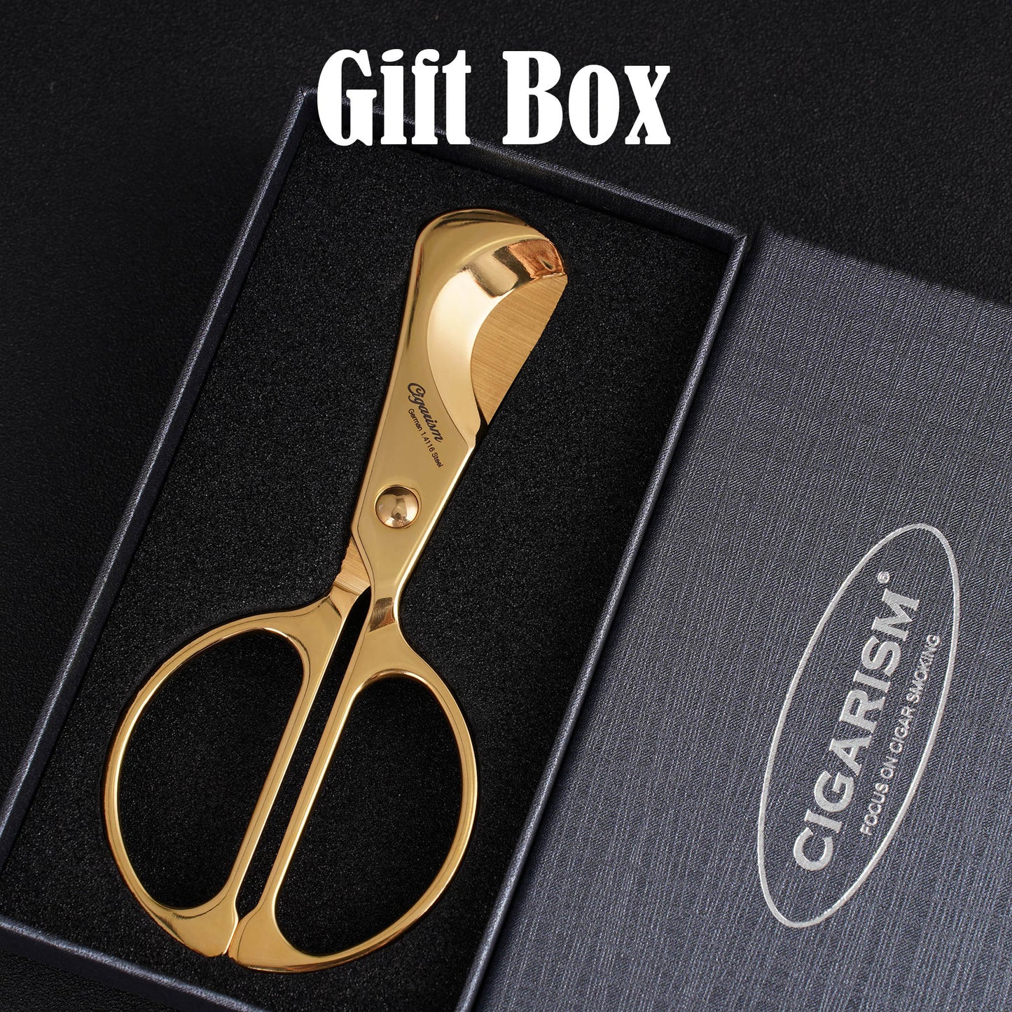 CIGARISM Hand-Polished Stainless Steel Blades Small Size Cigar Cutter Cigar Scissors 24k Gold Plated