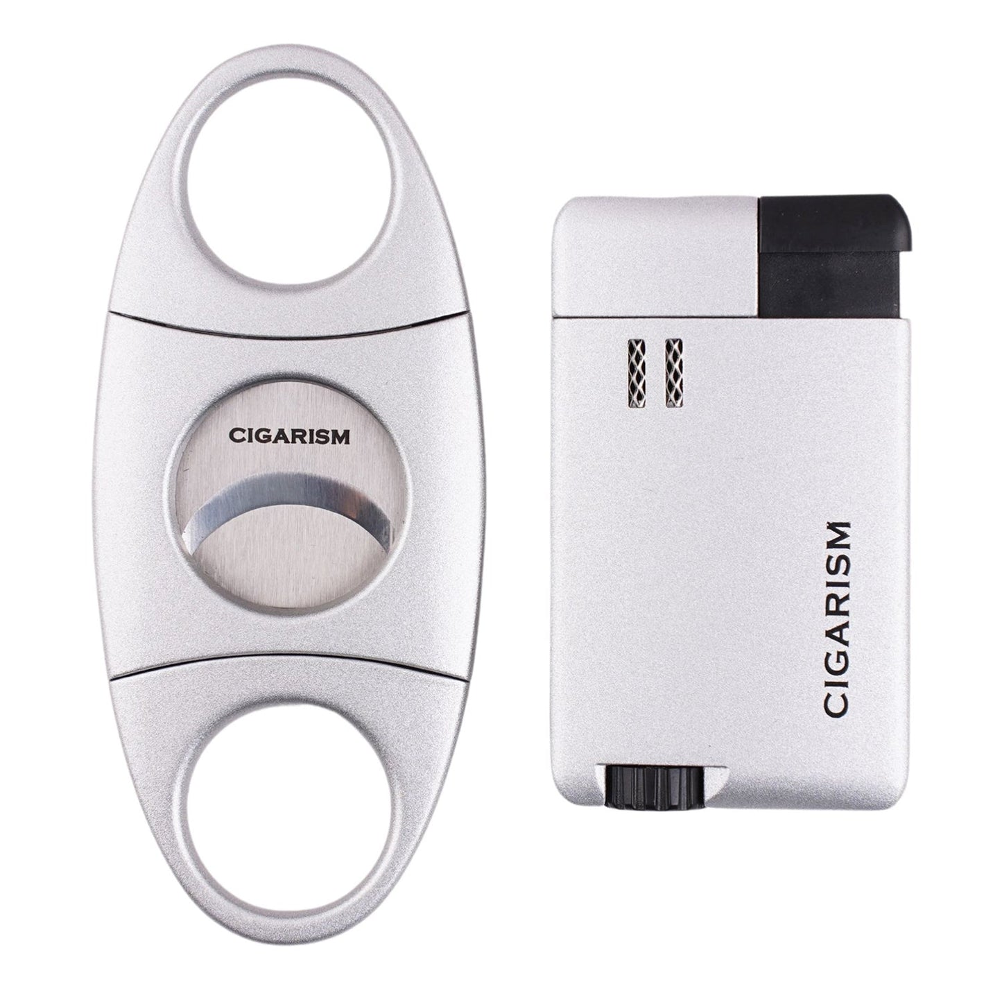 CIGARISM Metal Plating Cigar Lighter Cigar Cutter Set