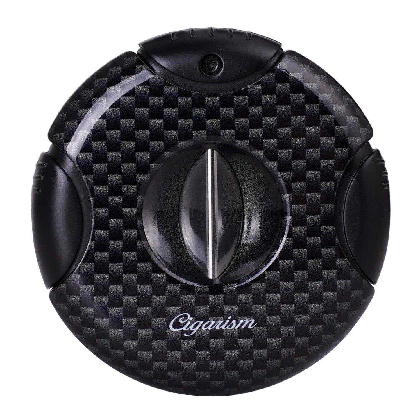 CIGARISM Round V-Cut Cigar Cutter Carbon Fiber Style Up to 56 Ring Gauge