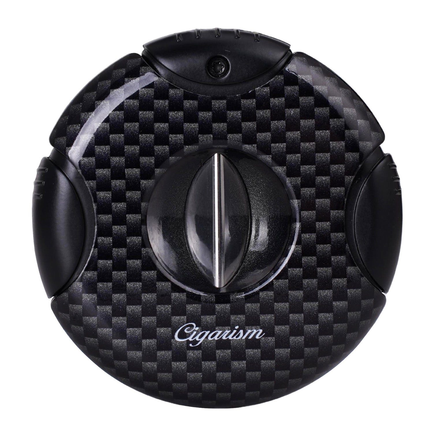CIGARISM Round V-Cut Cigar Cutter Carbon Fiber Style Up to 56 Ring Gauge