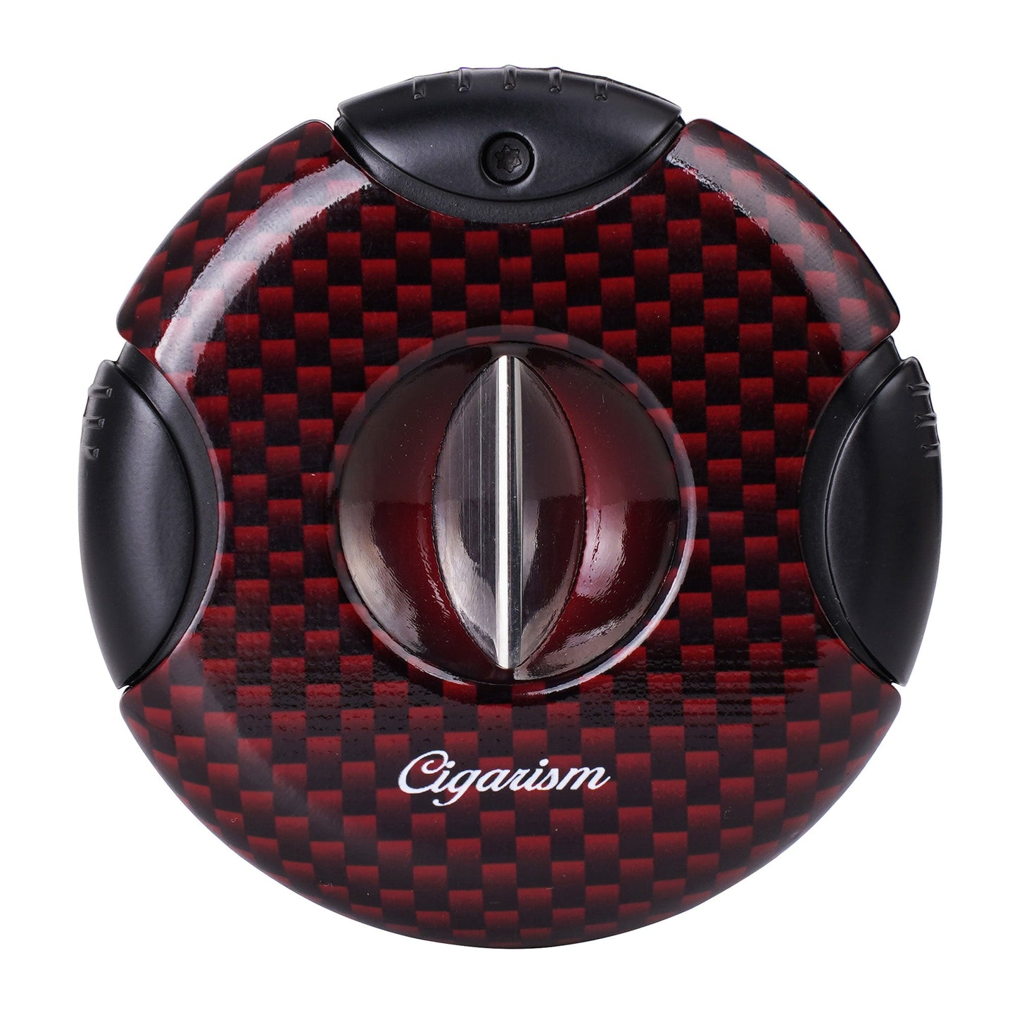 CIGARISM Round V-Cut Cigar Cutter Carbon Fiber Style Up to 56 Ring Gauge