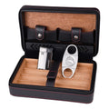 CIGARISM Cedar Lined Cigar Case Travel Humidor Cutter Lighter Set 4 Count