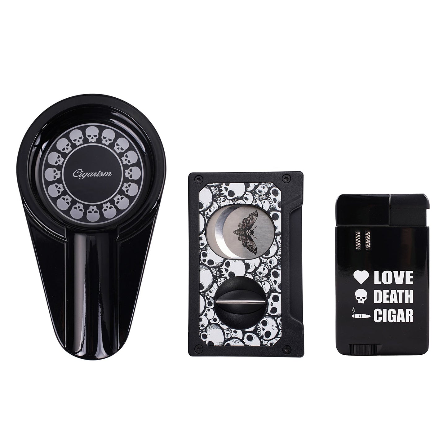 CIGARISM Luxury Cigar Lighter Cutter Ashtray Set Smoking Accessory Kit Limited Collection