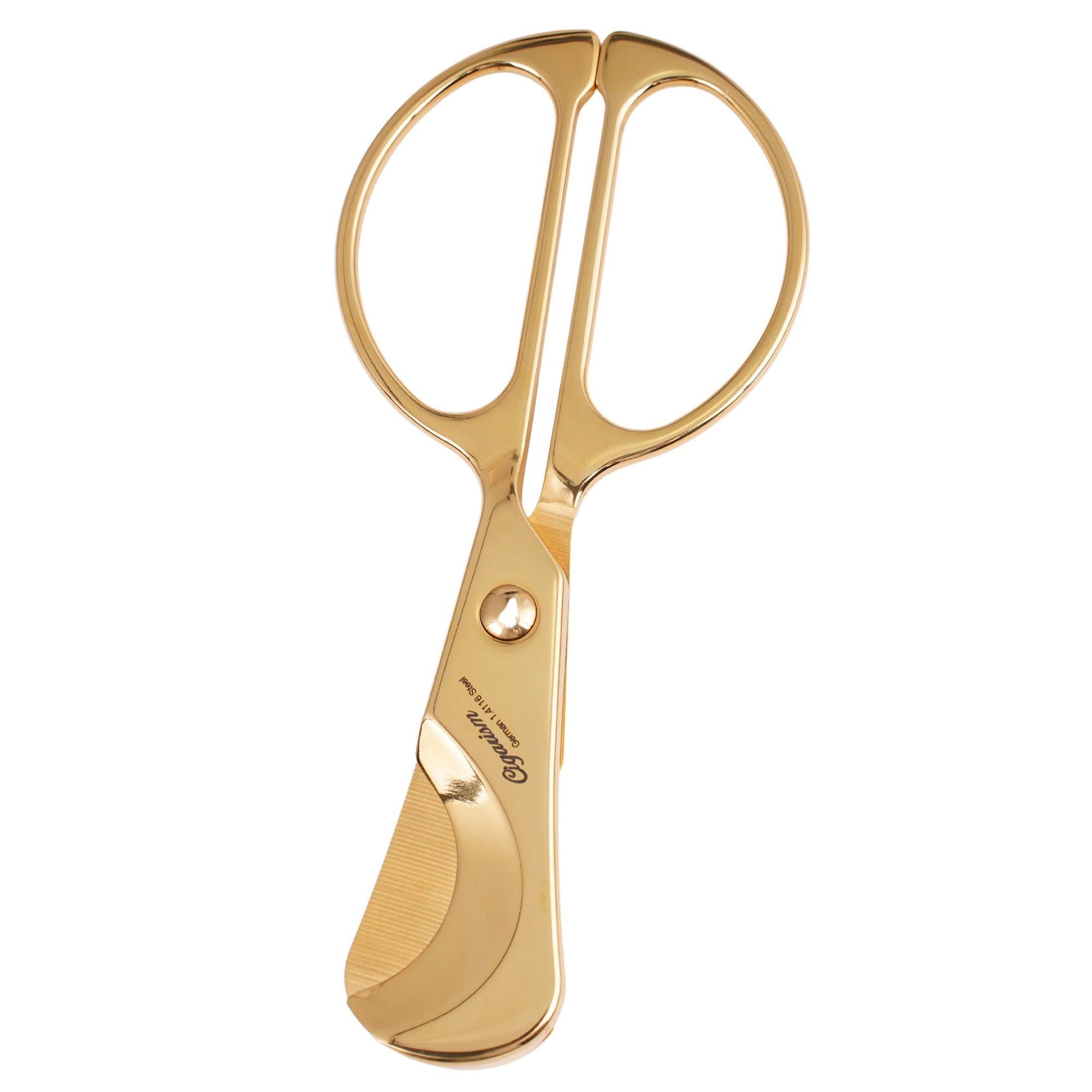 CIGARISM Hand-Polished Stainless Steel Blades Small Size Cigar Cutter Cigar Scissors 24k Gold Plated