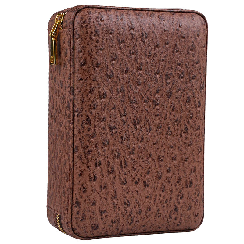 CIGARISM Genuine Leather Spanish Cedar Lined Cigar Travel Case Humidor With Cutter Lighter Set 4 Count
