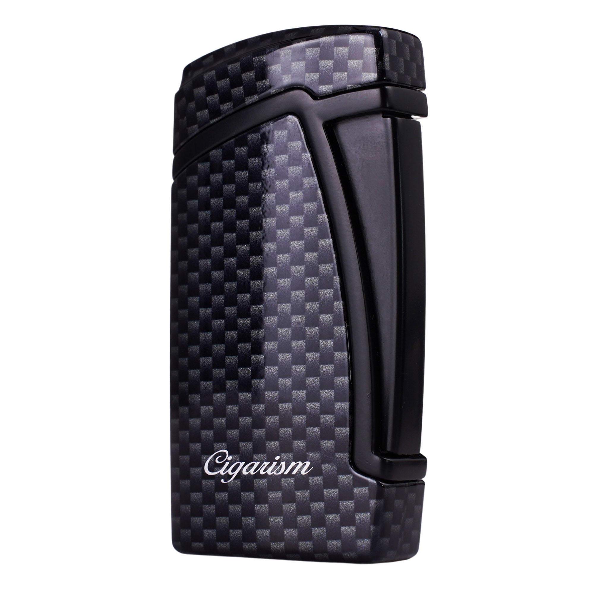 CIGARISM Carbon Fiber Style Cigar Lighter Double Torch Jet Flame W/Cigar Punch