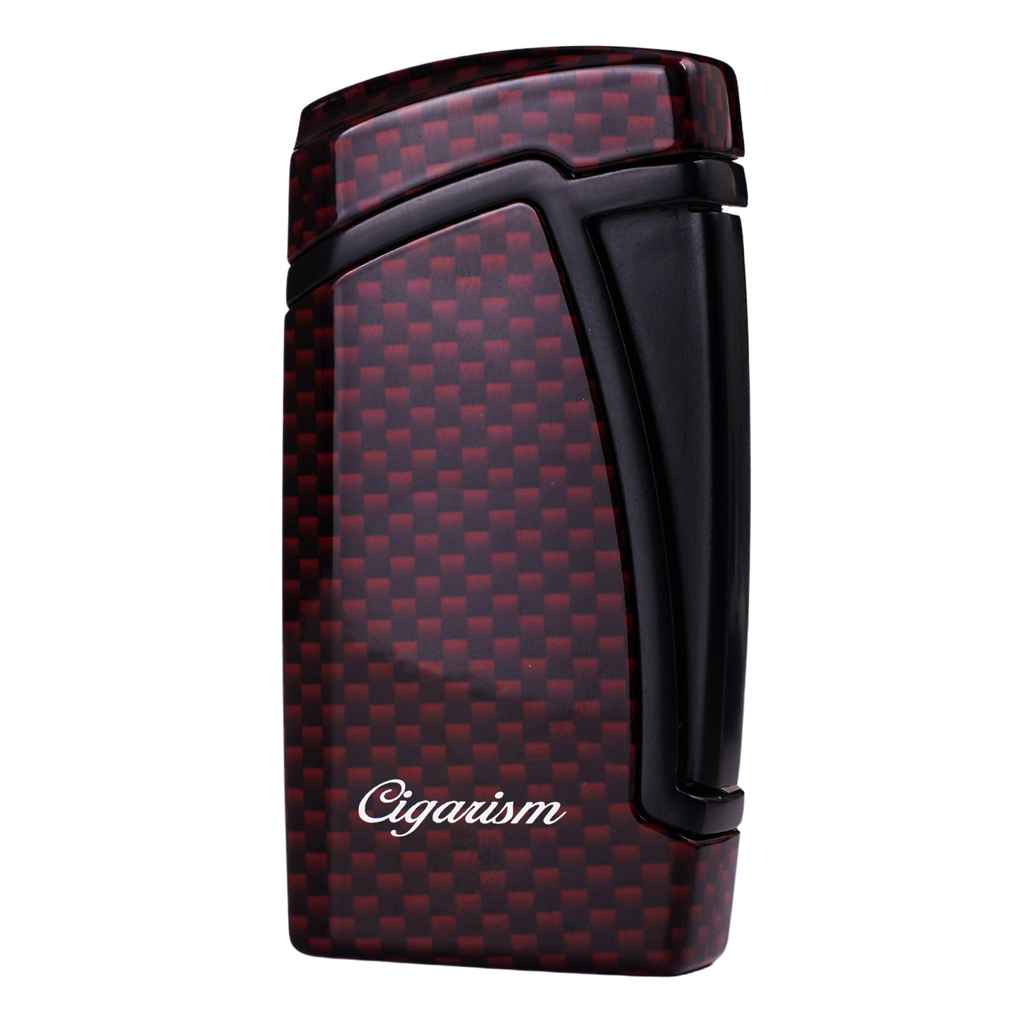 CIGARISM Carbon Fiber Style Cigar Lighter Double Torch Jet Flame W/Cigar Punch