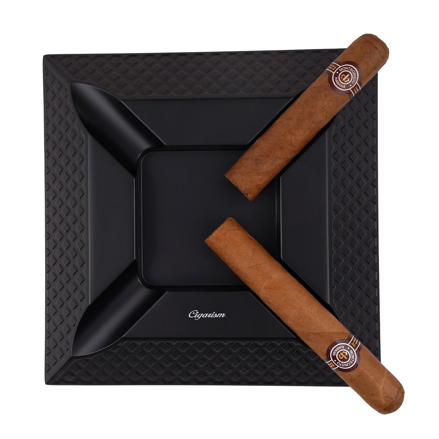 Tabletop Cigar Ashtray City Wall Style Diamond-shaped Pattern Large Size Fit 4 Cigars
