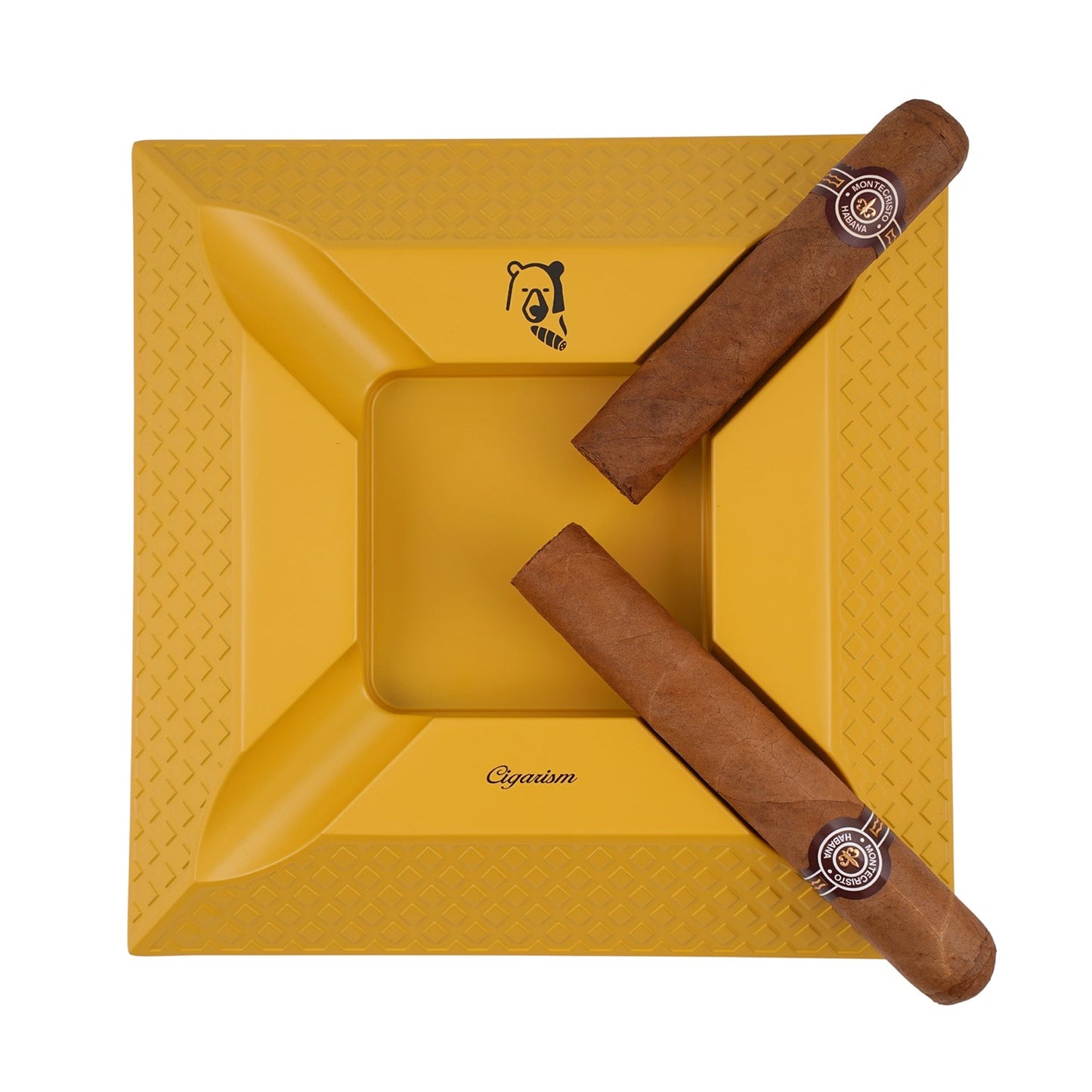 Tabletop Cigar Ashtray City Wall Style Diamond-shaped Pattern Large Size Fit 4 Cigars