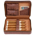 CIGARISM Genuine Leather Spanish Cedar Lined Cigar Travel Case Humidor With Cutter Lighter Set 4 Count
