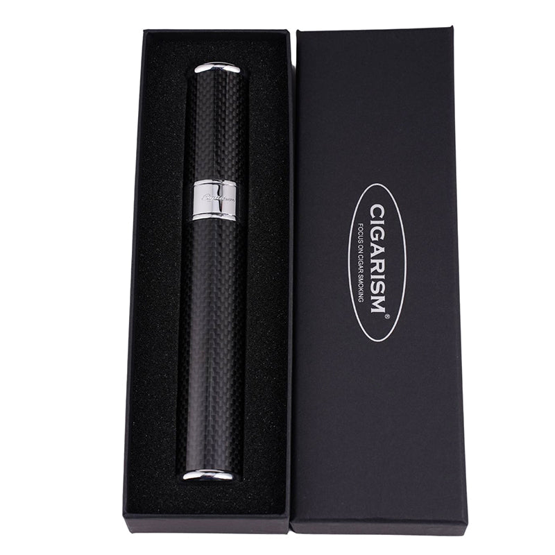 CIGARISM Cigar Travel Tube Humidor Case Real Carbon Fiber Up to Ring Gauge 64