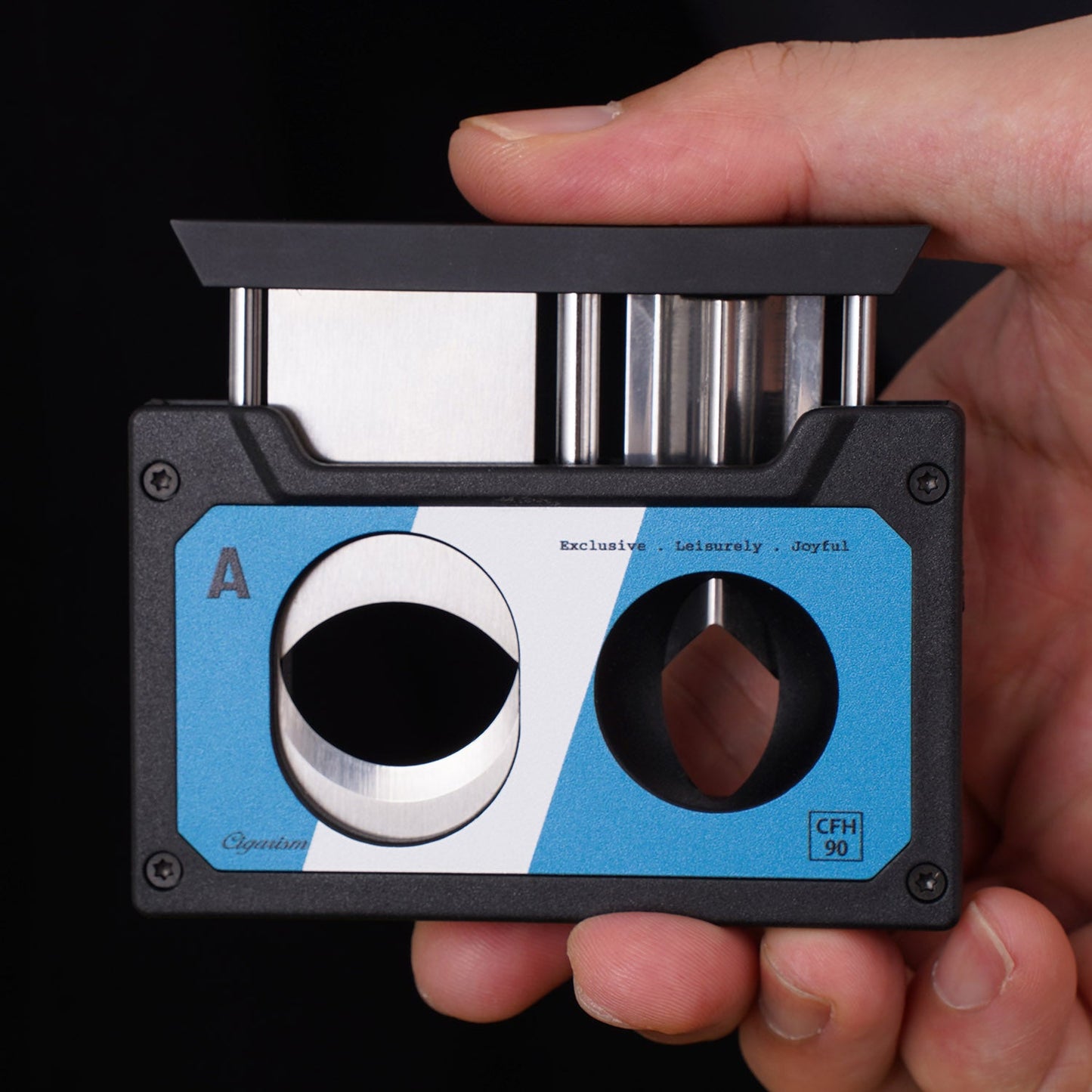 CIGARISM Cassette Style Cigar Cutter Straight Cut V Cut Cigar Punch 3 in 1