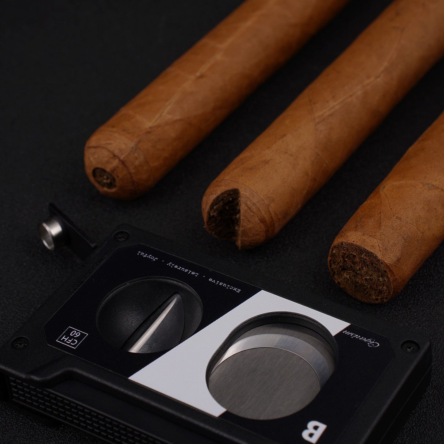 CIGARISM Cassette Style Cigar Cutter Triple Torch Jet Flame Lighter With Punches Set