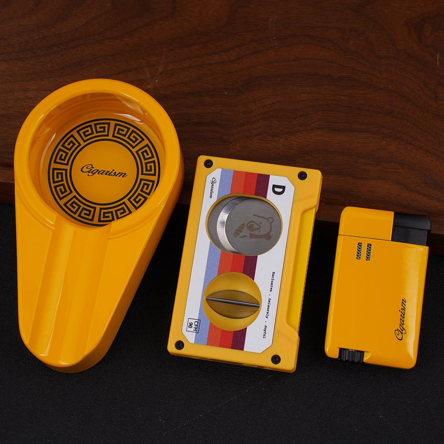 CIGARISM Luxury Cigar Lighter Cutter Ashtray Set Smoking Accessory Kit Limited Collection