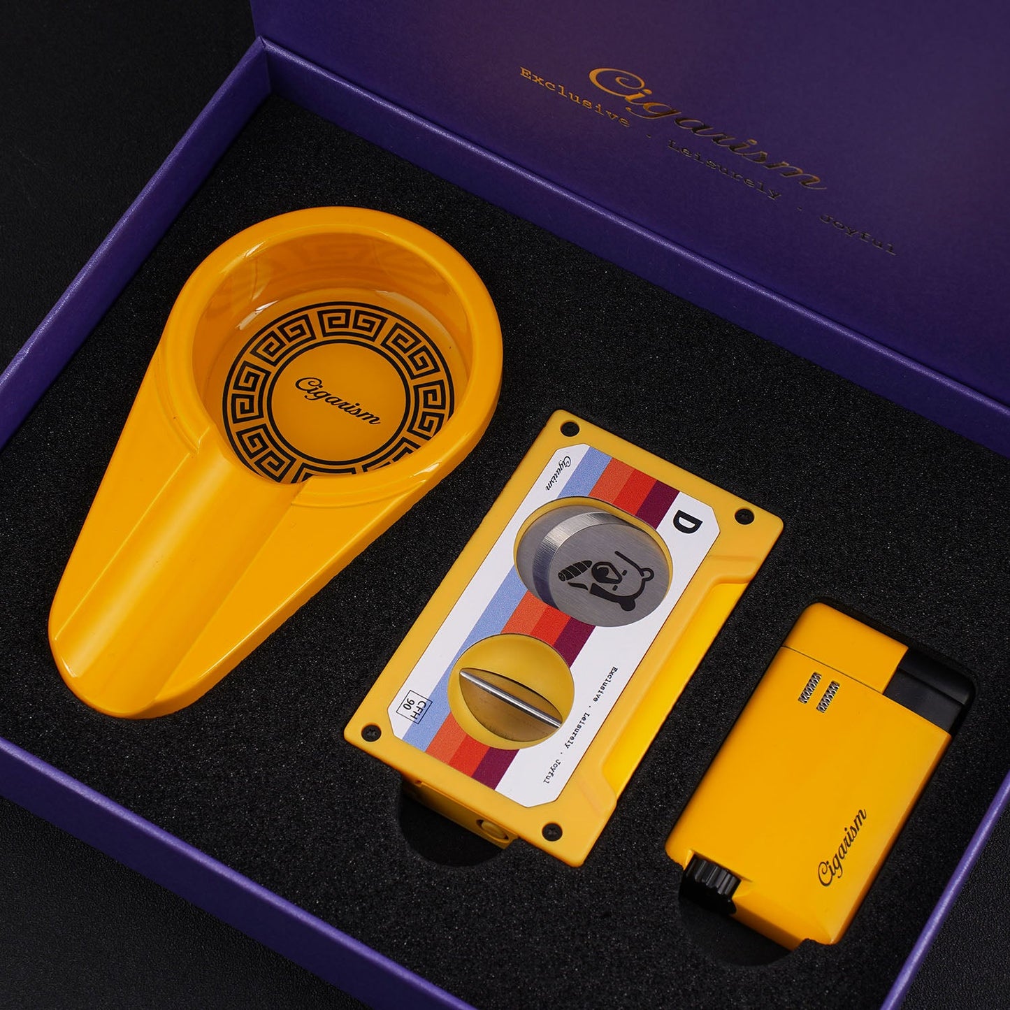 CIGARISM Luxury Cigar Lighter Cutter Ashtray Set Smoking Accessory Kit Limited Collection