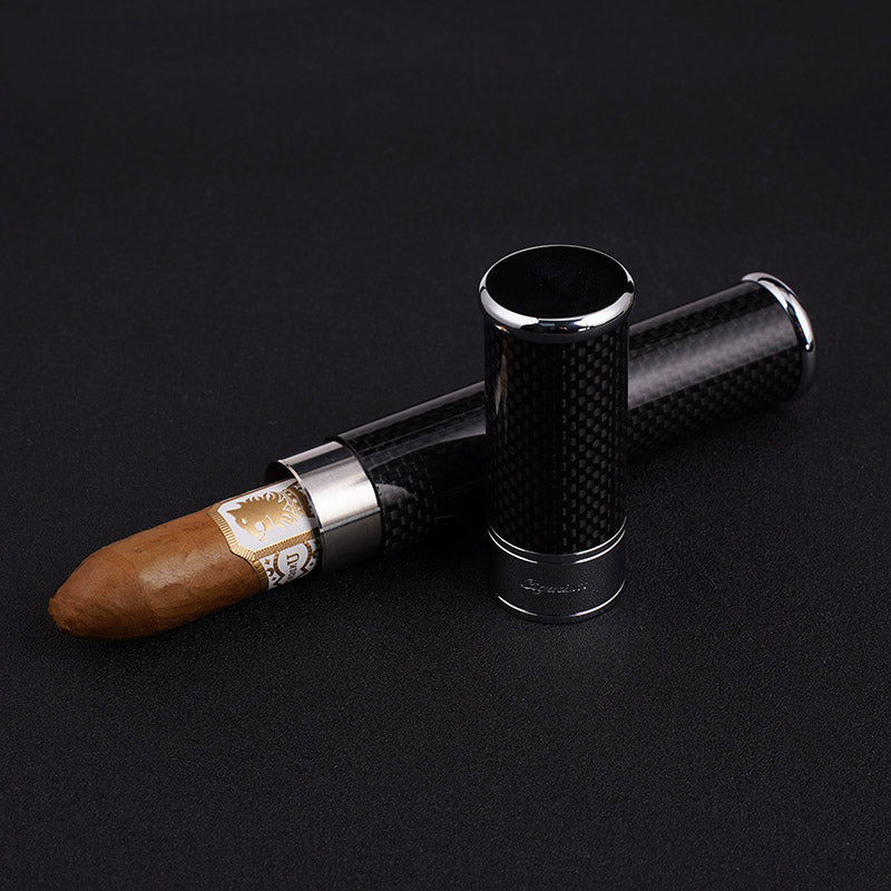 CIGARISM Cigar Travel Tube Humidor Case Real Carbon Fiber Up to Ring Gauge 64