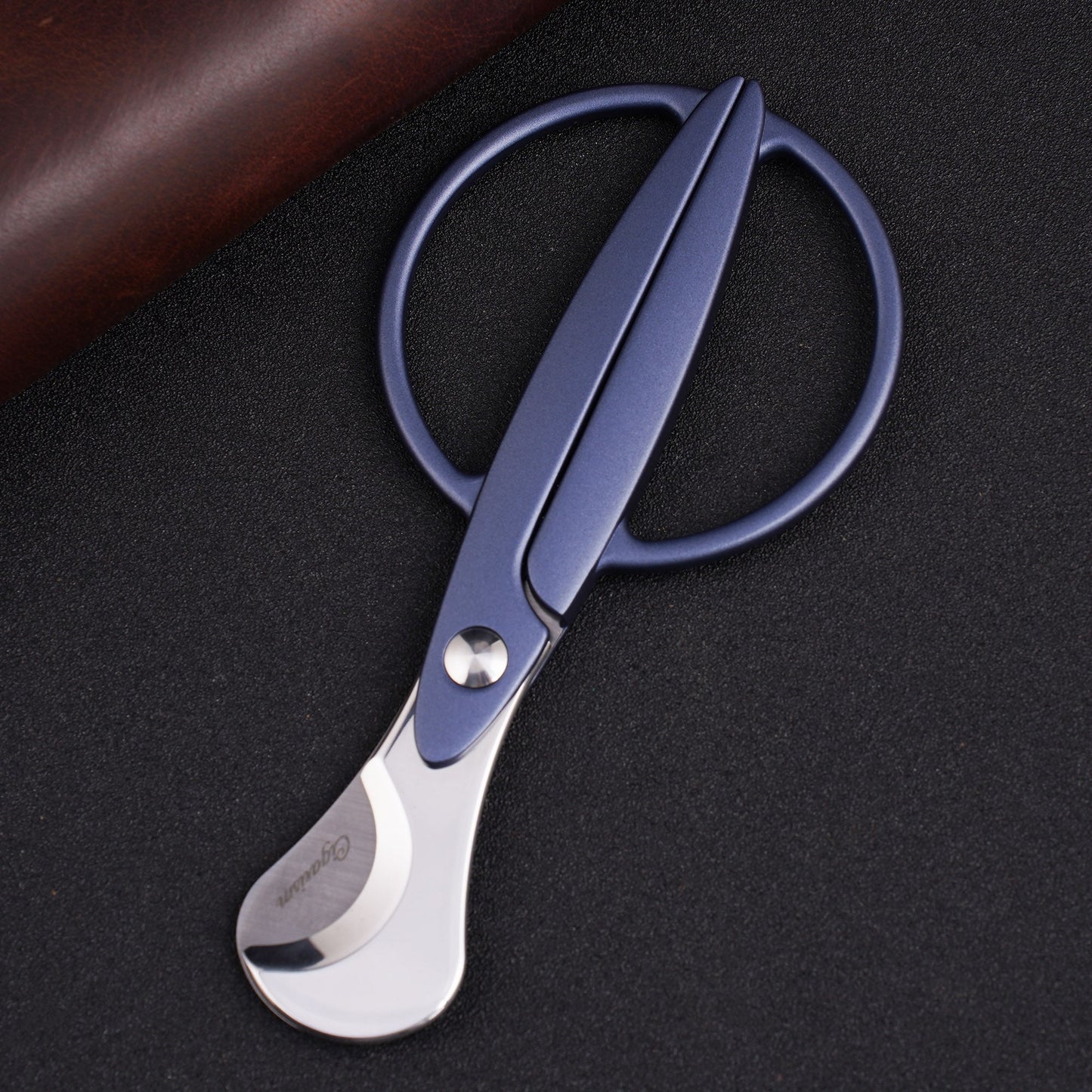CIGARISM High-end Stainless Steel Blades Round Handle Cigar Cutter Scissors