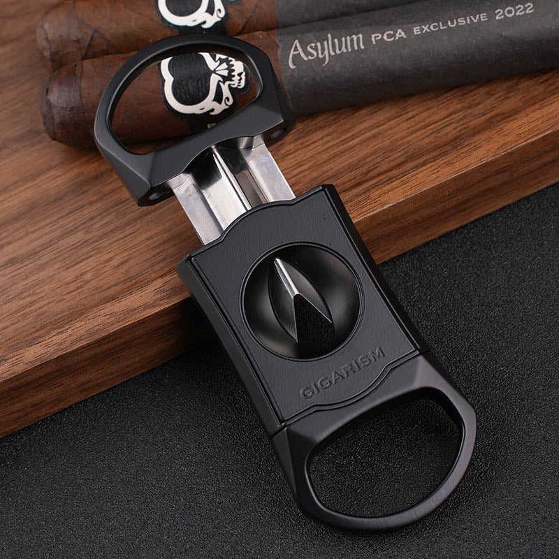 CIGARISM Silver Finish Zinc Alloy V-Cut Cigar Cutter