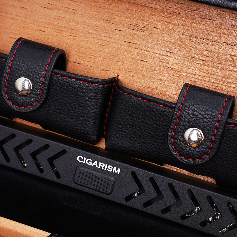 CIGARISM Cedar Lined Cigar Case Travel Humidor Cutter Lighter Set 4 Count