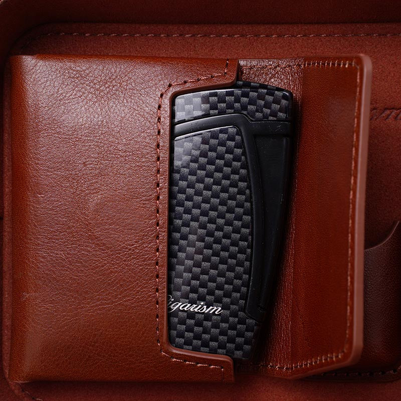 CIGARISM Cigar Travel Case Humidor Bag Italian Oil Wax Leather Spanish Cedar Accessory Pouches Holds 4 to 5 Cigars