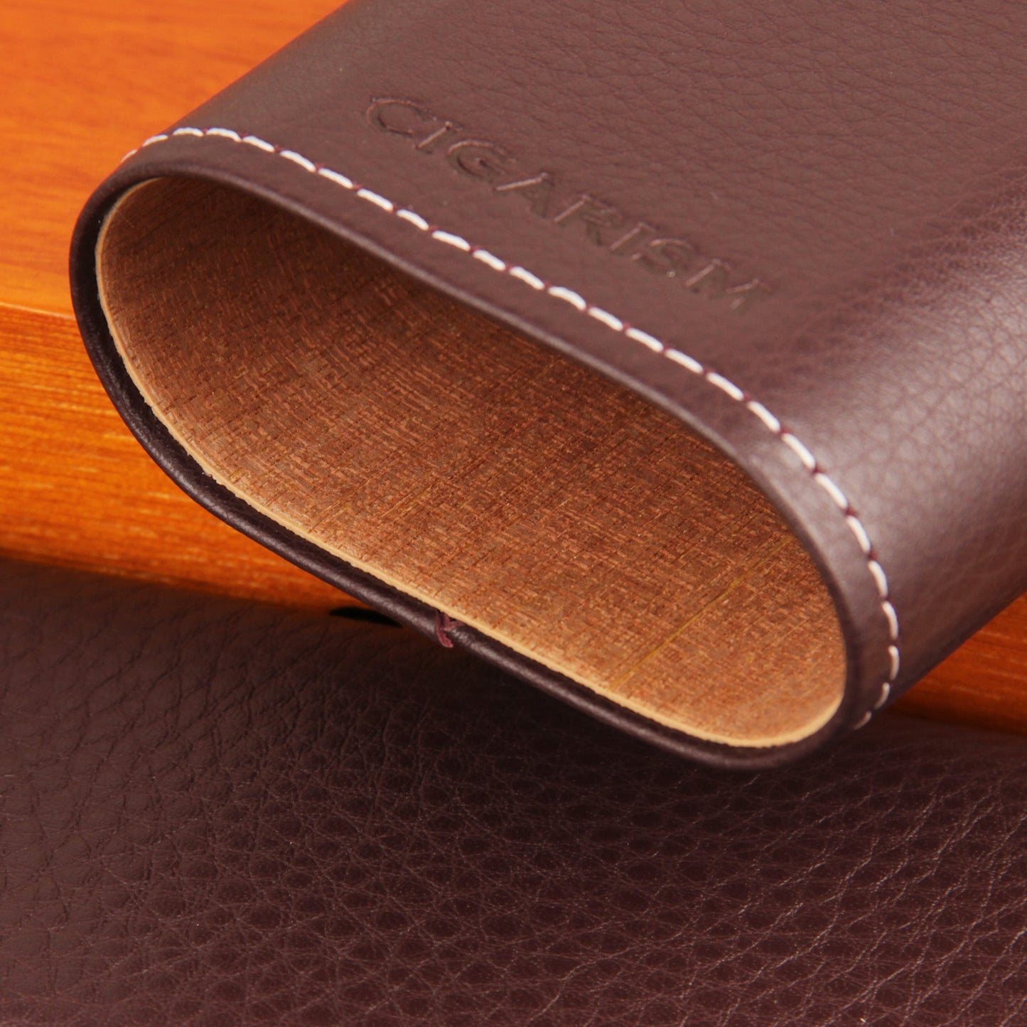 CIGARISM Genuine Leather Cedar Lined Cigar Travel Holder Case 3 Count