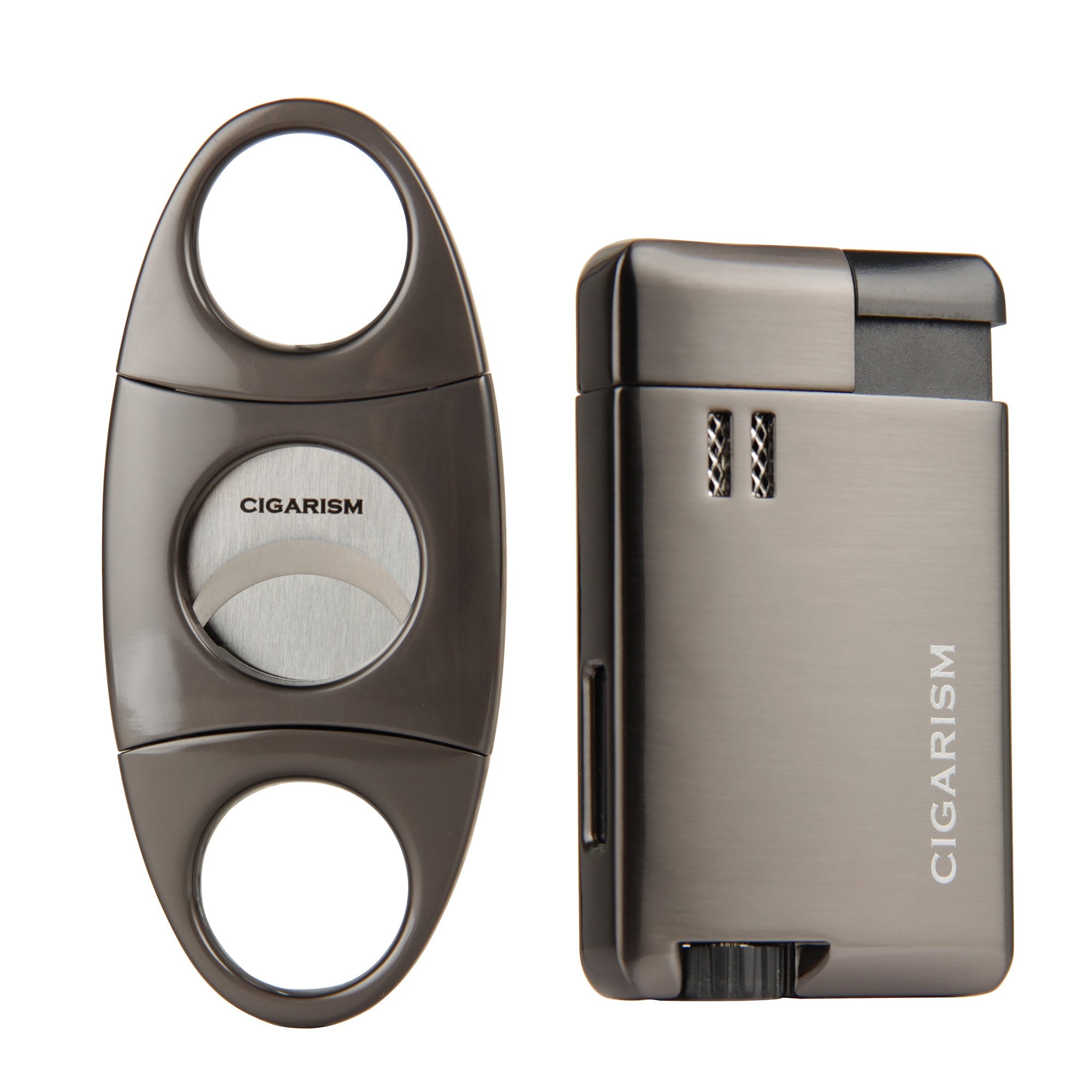 CIGARISM Metal Plating Cigar Lighter Cigar Cutter Set